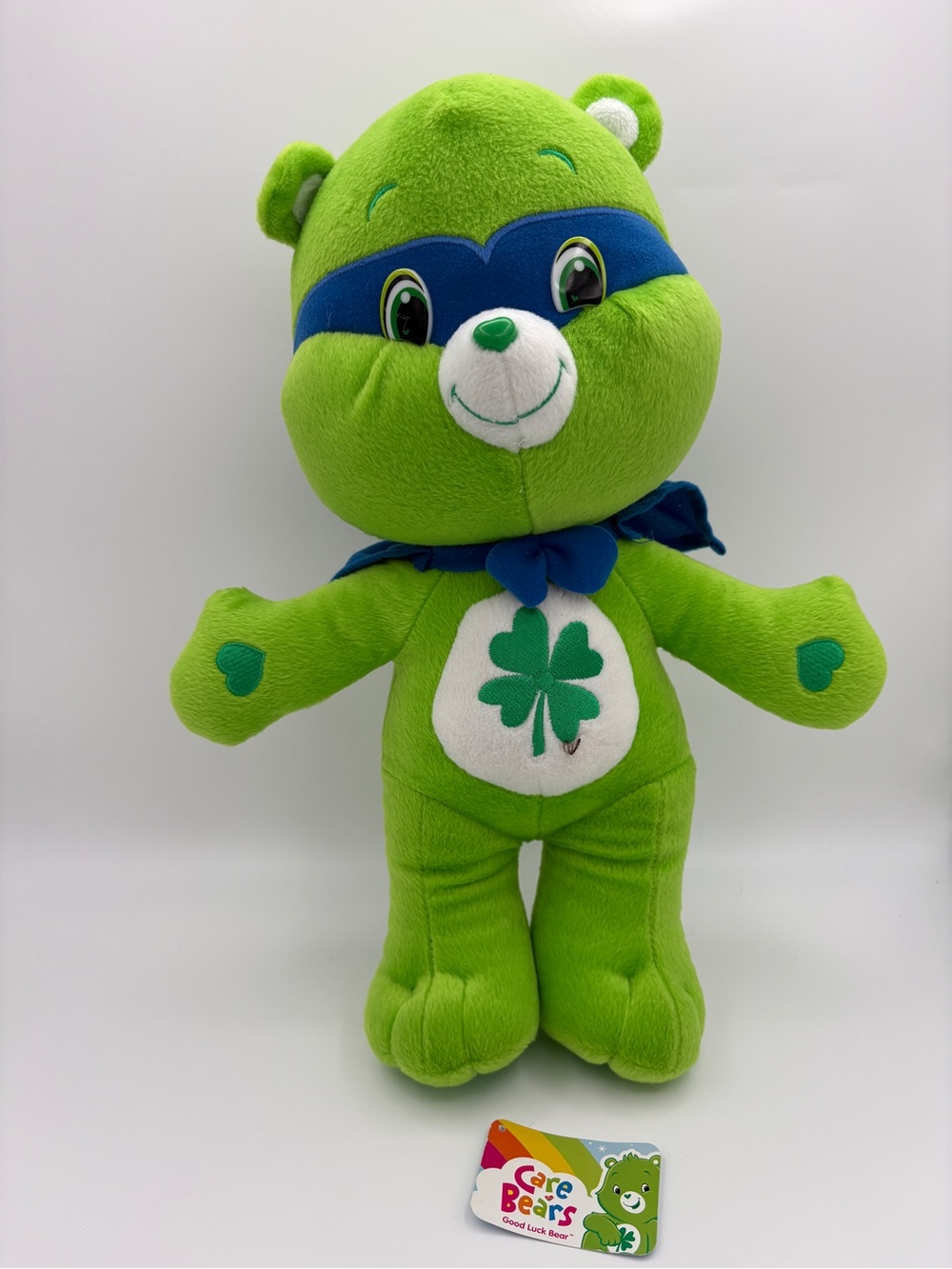 Care Bears Good Luck Bear 16" Plush - Super Hero In Cape and Mask - Nanco - 2009
